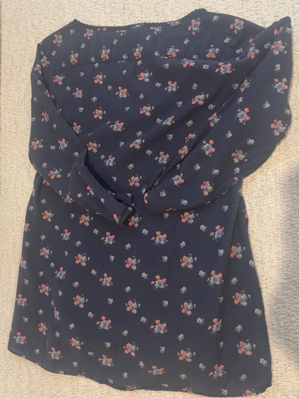 aerie Navy Floral Peasant Tunic with Red Accent - Picture 5 of 5